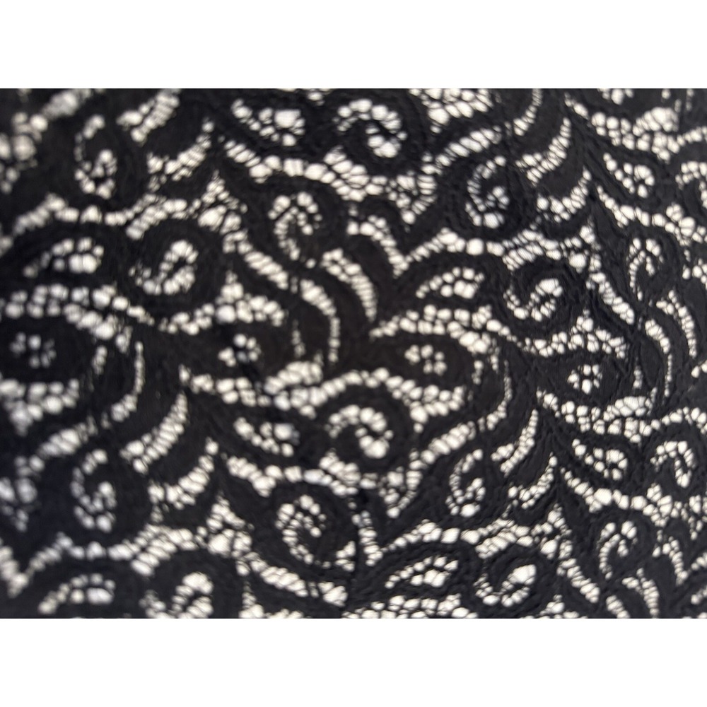 J Crew Size Medium Black & White Lacey Blouse 3/4 Sleeves Waisted Zipper Back - Picture 3 of 11